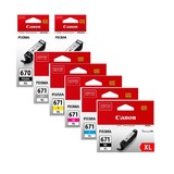 7 Pack Canon PGI-670XL, CLI-671XL High Yield Ink Combo [2BK,1PBK,1C,1M,1Y,1GY]