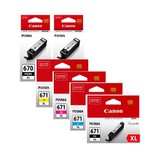 6 Pack Canon PGI-670XL, CLI-671XL High Yield Ink Combo [2BK,1PBK,1C,1M,1Y]