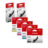 6 Pack Canon PGI-670, CLI-671 Ink Combo [2BK,1PBK,1C,1M,1Y]