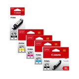 5 Pack Canon PGI-670XL, CLI-671XL High Yield Ink Combo [1BK,1PBK,1C,1M,1Y]