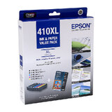 Epson 410XL Inks and Paper Value Pack -  Contains 5 x 410XL Ink Cartridges: Black, Photo Black, Cyan, Magenta, Yellow plus 4" x 6" Photo Paper Glossy 