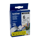 Brother TZe-211 / 6mm Black Text On White Laminated Labelling Tape - 8 Metres