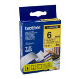 Brother TZe-611 / 6mm Black Text On Yellow Laminated Labelling Tape - 8 Metres