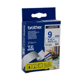 Brother TZe-223 / 9mm Blue Text On White Laminated Labelling Tape - 8 Metres