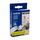Brother TZe-222 / 9mm Red Text On White Laminated Labelling Tape - 8 Metres