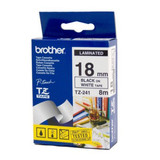 Brother TZe-241 / 18mm Black Text On White Laminated Labelling Tape - 8 Metres