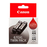 Canon PGI-670XL High Yield Black Ink Cartridge - Twin Pack