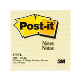 Post-It Notes 675-YL Yellow Lined 98 x 98 Pack 12