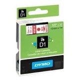 Dymo D1 Label Cassette 12mmx7m (SD45015) - Red on White