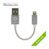 Moki Braided Lightning SynCharge Pocket Cable (10cm) - Silver