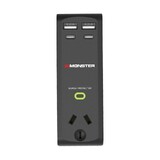Monster Single Socket Surge Protector with USB-C & USB-A Ports - Black