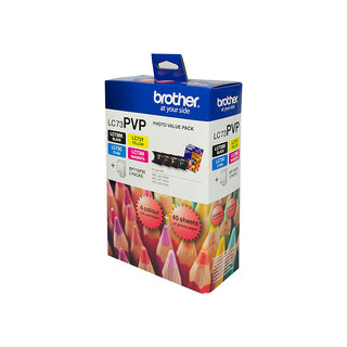 Brother LC-73 Photo Value Pack - LC-73BK; LC-73C; LC-73M; LC-73Y plus 2 x BP71GP20 (4 x 6) Glossy Paper