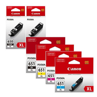 6 Pack Canon PGI-650XL, CLI-651XL High Yield Ink Combo [2BK,1PBK,1C,1M,1Y]