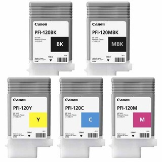 Canon PFI-120BK, MBK, C, M, Y Set of 5 Ink Tanks