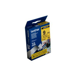 Brother TZe-621 / 9mm Black Text On Yellow Laminated Labelling Tape - 8 Metres