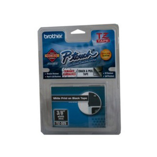 Brother TZe-325 / 9mm White Text On Black Laminated Labelling Tape - 8 Metres