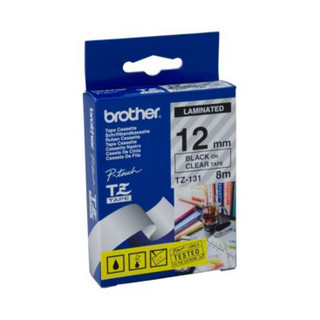 Brother TZe-131 / 12mm Black Text On Clear Laminated Labelling Tape - 8 Metres