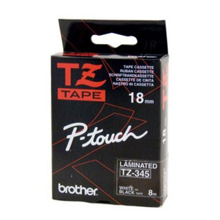 Brother TZe-345 / 18mm White Text On Black Laminated Labelling Tape - 8 Metres