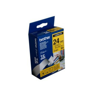 Brother TZe-651 / 24mm Black Text On Yellow Laminated Labelling Tape - 8 Metres