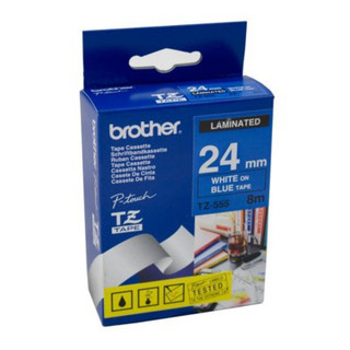 Brother TZe-555 / 24mm White Text On Blue Laminated Labelling Tape - 8 Metres