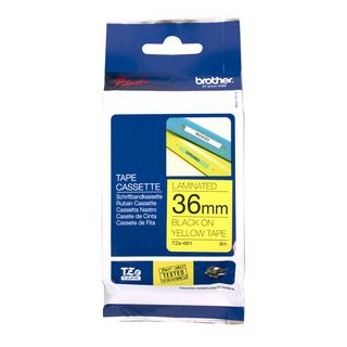 Brother TZe-661 / 36mm Black Text On Yellow Laminated Labelling Tape - 8 Metres