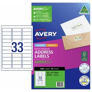 Avery InkjetLabel J8157 33UP Pk50