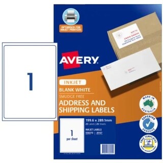 Avery Inkjet Label J8167 1UP Pk25