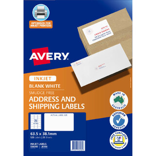 Avery InkjetLabel J8160 21UP Pk25