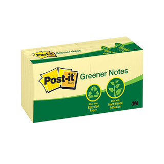 Post-It Note 654-RP Recycled Yellow 76 x 76mm Pack 12