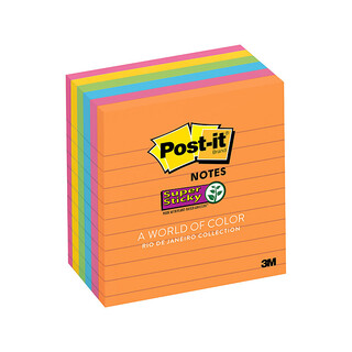 Post-It 675-6SSUC Assorted Rio De Janeiro Lined Pack 5