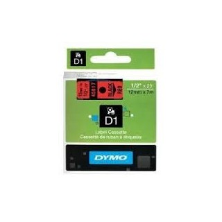 Dymo D1 Label Cassette 12mmx7m (SD45017) - Black on Red