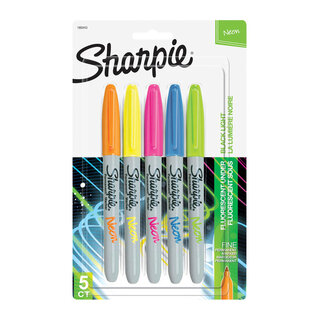 Sharpie Neon Permanent Marker Fine Point Assorted Pack 5 (1860443)