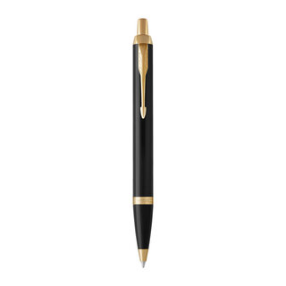 Parker IM Black Gold Trim Ballpoint Pen Medium Blue