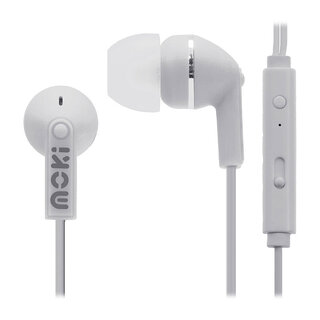 Moki Noise Isolation + Mic Earbuds - White