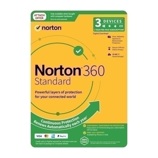 Norton 360 Standard Protection - 1 User 3 Devices 1 Year Sub - ESD Version