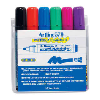 Artline 579 Whiteboard Marker 5mm Chisel Astd Wlt6