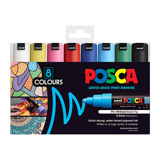 Posca PC-7M Bold Blt Asst Pk8