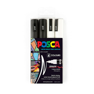 Posca PC5BR PaintMarker Black/White Pk4