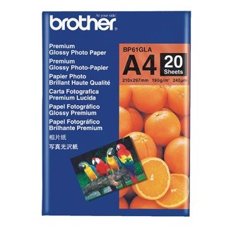 Brother BP-61GLA Premium Glossy Paper A4 20 Sheets, Size:210 x 297mm, Weight:190 gsm