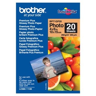 Brother BP-71GP20 Premium Glossy Paper 20 Sheets, Size:102 x 152mm (4 X 6 Inches), Weight:260 gsm