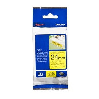Brother TZe-S651 Black on Yellow - Strong Adhesive Laminated Labelling Tape - 24mm x 8 Metres