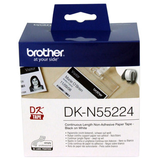 Brother DK-N55224 White Non Adhesive Continuous Paper Roll - 54mm x 30.48M