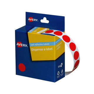 Avery Dispenser Dot Sticker Red 14mm - 1050 Labels per Roll