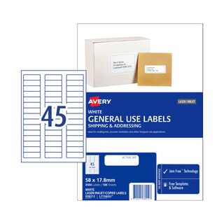 Avery General Use Label L7516GU 58x17.8mm - 45Up Pack 100