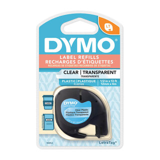 Dymo LetraTag Plastic Tape 12mm x 4m Clear (16952)