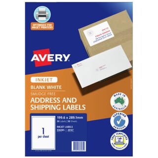 Avery Inkjet Label J8167 1UP Pk50