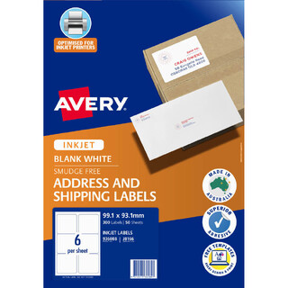 Avery Inkjet Label J8166 6UP Pk50
