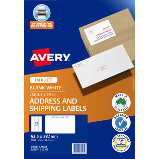 Avery InkjetLabel J8160 21UP Pk50
